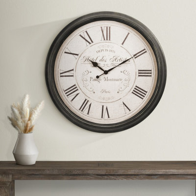 30" Large Oversized Round Brown Wall Clock for Transitional Home Style