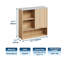 Armoire de salle de bain moderne avec porte coulissante cannelée - Pharmacie à profil courbé 24 po x 23,2 po avec plateau en faux marbre et tablette réglable