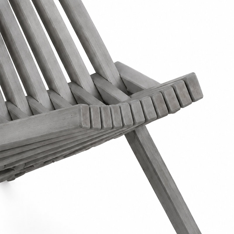 Chaise longue pliante d'extérieur Lashawn en bois d'acacia - Gris vieilli, Gris, Non