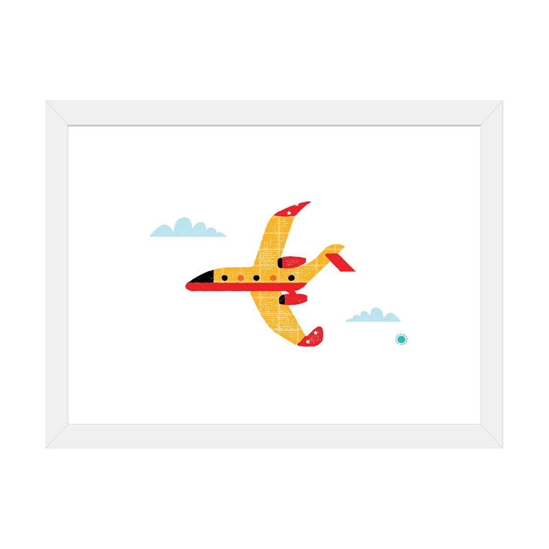 Avion - reproduction d'impression, H 24 po x l 32 po x P 1 po, Papier encadré blanc, Blanc