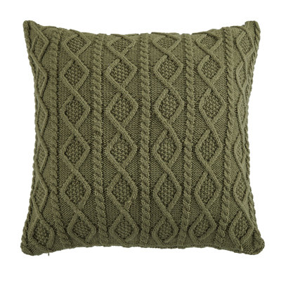 Cable Knit Wool Solid Textured Sweater 26 x 26 inch Classic Lodge Zip Euro Sham