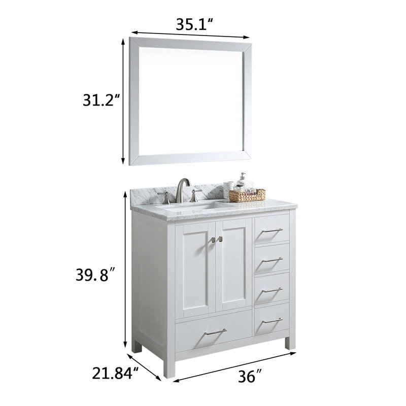 Linton 36" Single Bathroom Vanity Set, White