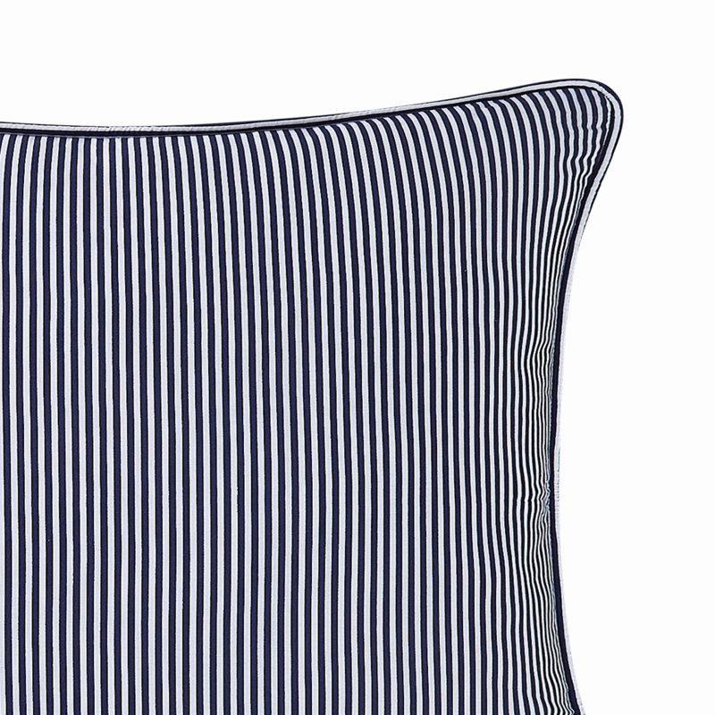 Coussin Brooklyn, Blanc / Bleu marine