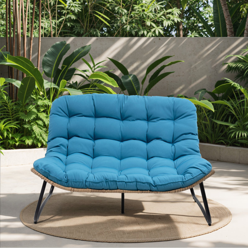 Lelsie 53.15" Wide Patio Loveseat, Blue