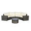 Ensemble de canapé modulaire d'extérieur demi-lune 7 pièces avec table basse ronde en verre trempé-2009524875
