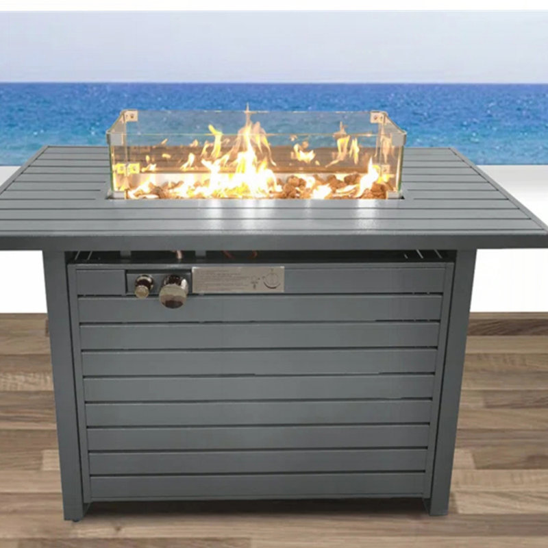 Steel Propane Fire Pit Table with Lid, Heat-Resistant Coating, and Concealed Storage for Outdoor Comfort and Safety