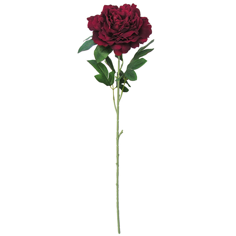 Grande tige de pivoine en velours, Bourgogne