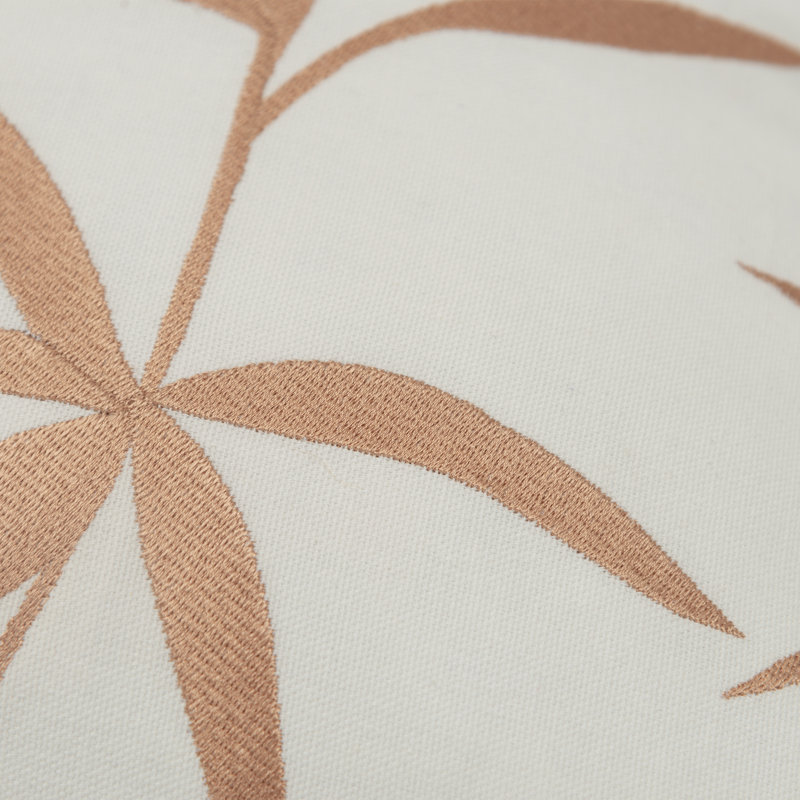 100% Cotton Poly Filled Throw Pillow, Ivory/Gold