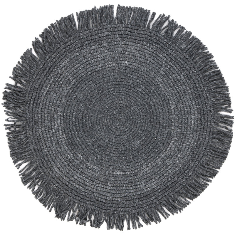Tapis rond noir en laine pour animaux de compagnie Chennelle, Rond 5 pi