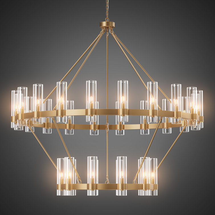 Moeshia 30 - Light 60" Dual Layer LED Wagon Wheel Chandelier