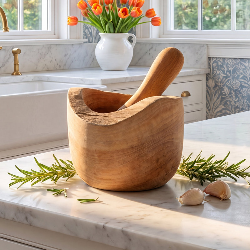 Aster Wood Mortar And Pestle Set