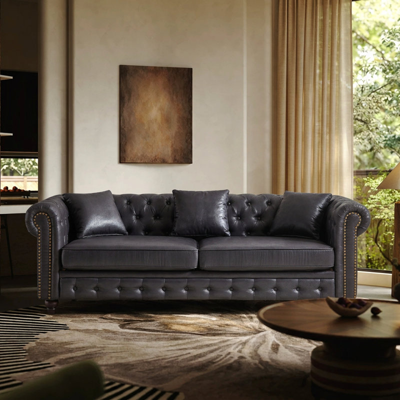 Canapé Chesterfield 85,5 po Air Leather, Black