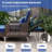  2PCS Wicker Loveseat & Storage Ottoman w/ 4-Level Backrest & Soft Cushion Navy-1784665424