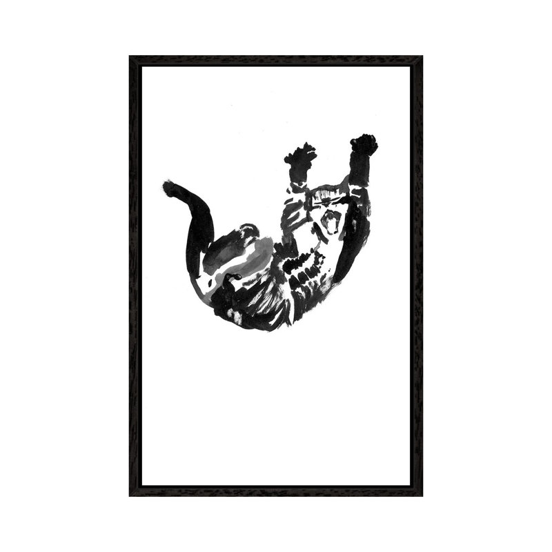 Falling Cat by Péchane - Print on Canvas, Black Framed, 101.6 cm H x 66.04 cm W
