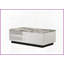 Table basse blanche moderne de 47 po avec plateau en faux marbre - 1 tiroir + tablette ouverte pour le salon, facile à nettoyer