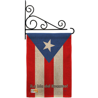 En toile jute 2 côtés 19 po porto rico drapeau de jardin
