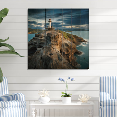 Coastal Lighthouse Guard IV - Lighthouses On Wood Print