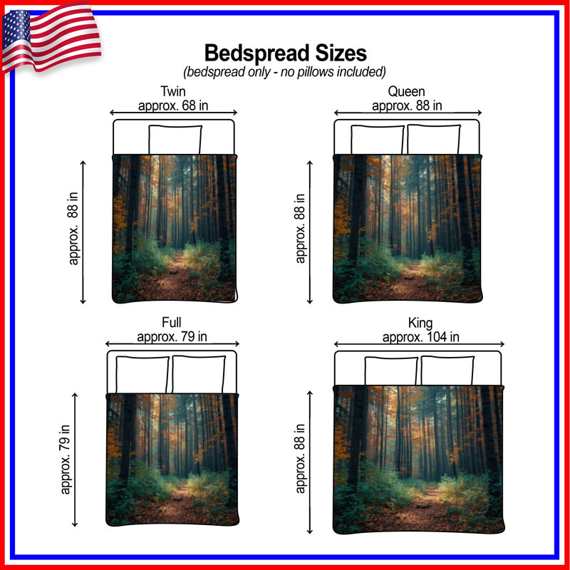 Autumn Forest Path Quilted Bedspread All Sizes, Twin