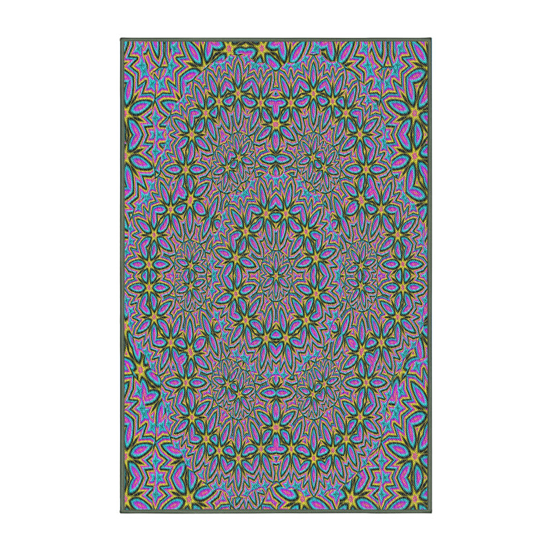 Tapis décoratif rose florale, Rectangle 5 pi x 7 pi