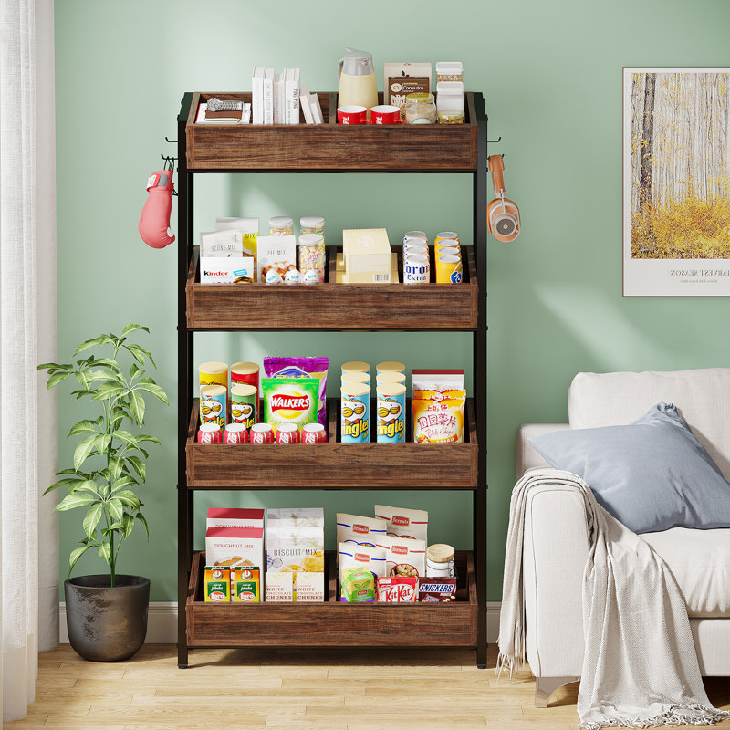 Tall Wood Vegetable Fruit Rack, Brown
