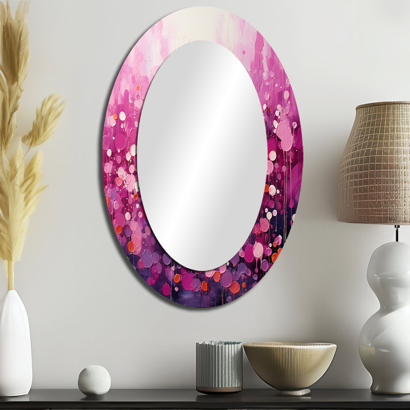Magenta Magic - Landscapes Oval Decorative Mirror On Metal, 36" x 24"