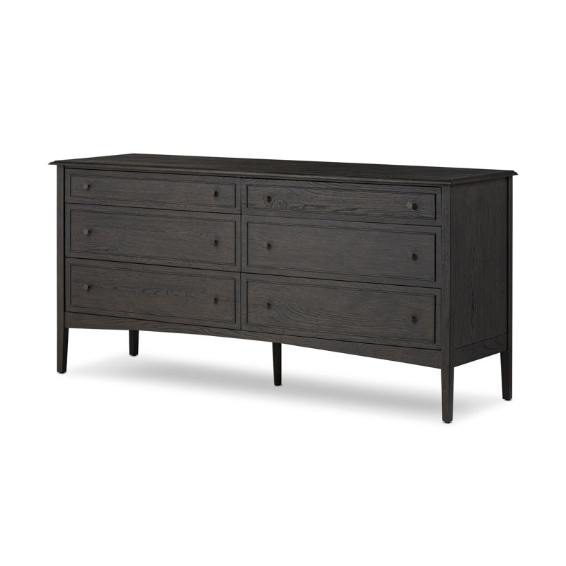 Commode 6 tiroirs Kipp - Chêne noir fumé, Noir, noir, noir, noir