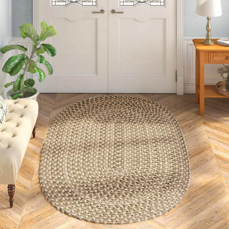Nurten Handcrafted Braided Multi Area Rug, Oval 6' x 9'
