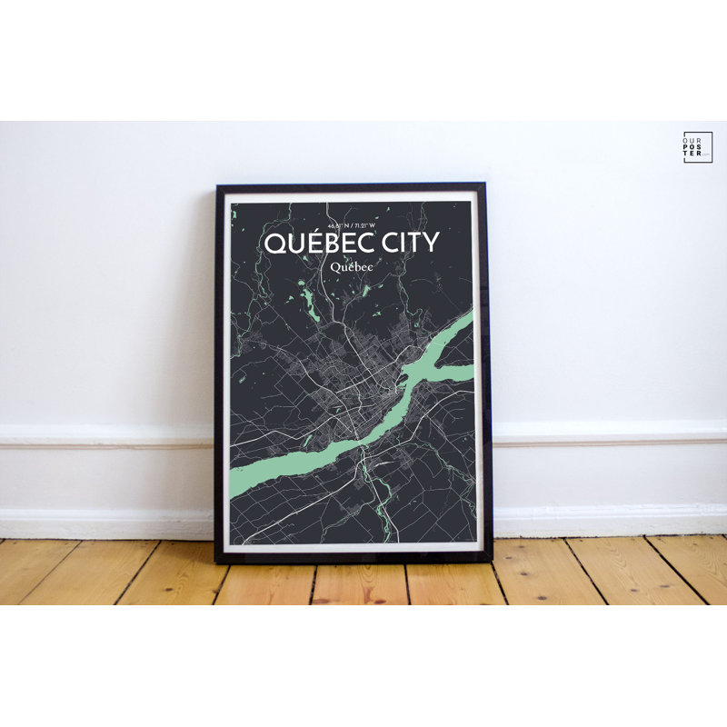 « québec city city map », reproduction d’impression sur affiche en rêve, H 17 po x l 11 po
