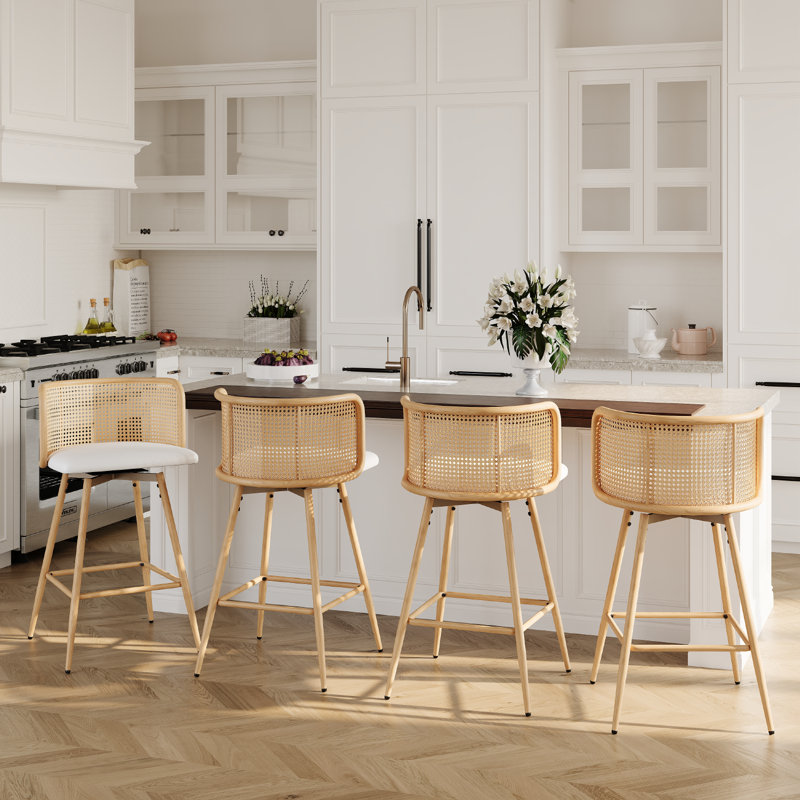 Ensemble de 4 tabourets de bar rotatifs 26 po H, Blanc