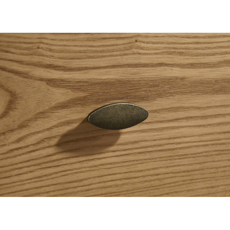 Table de chevet 2 tiroirs avec deux ports USB, bois de frêne clair