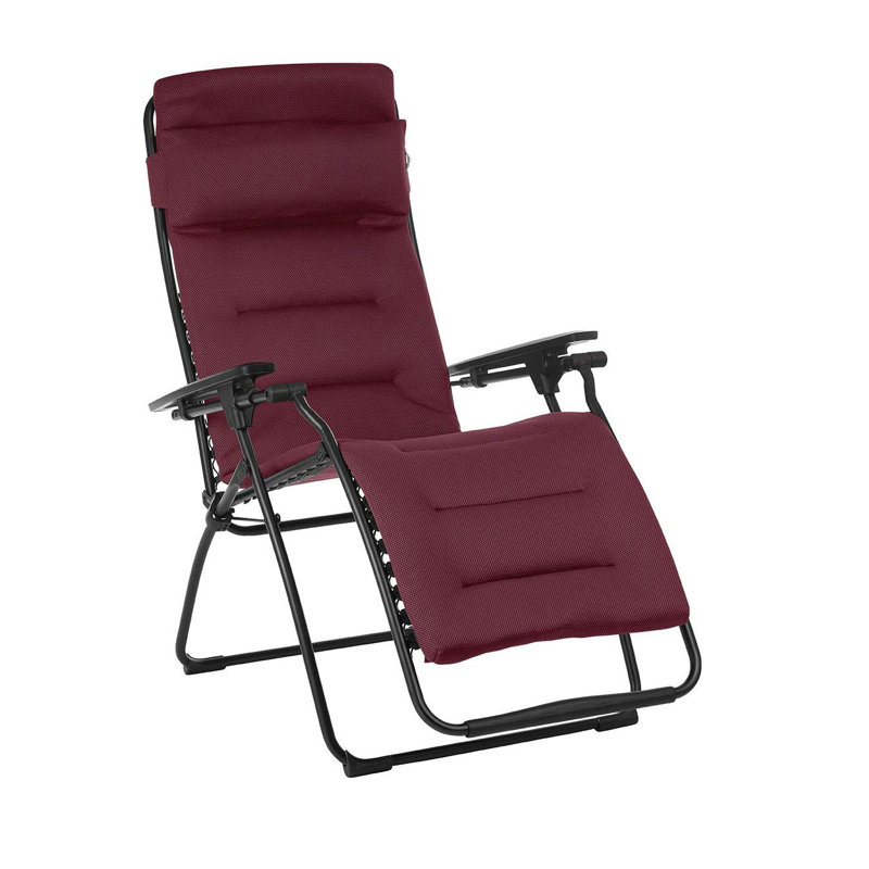 Lafuma Futura Air Comfort Zero Gravity Chair - Padded Folding Recliner & Patio Lounger Shalu, Black, Bordeaux Red