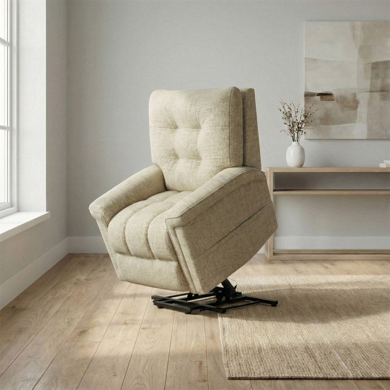 Velour Power Lift Chair In Lugano Taupe