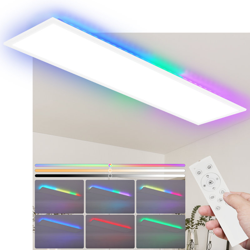 LED ceiling light panel - dimmable 3000K -6500K ceiling panel long RGB color change with remote control office lamp for living room dining room playroom