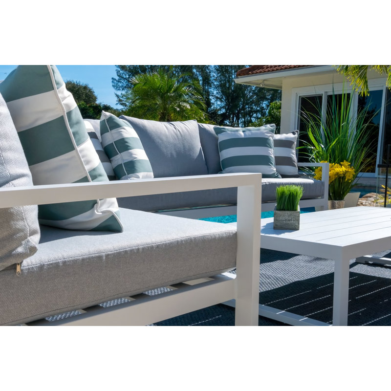 Ensemble de canapé avec coussins 4 pièces Reansh, Blanc