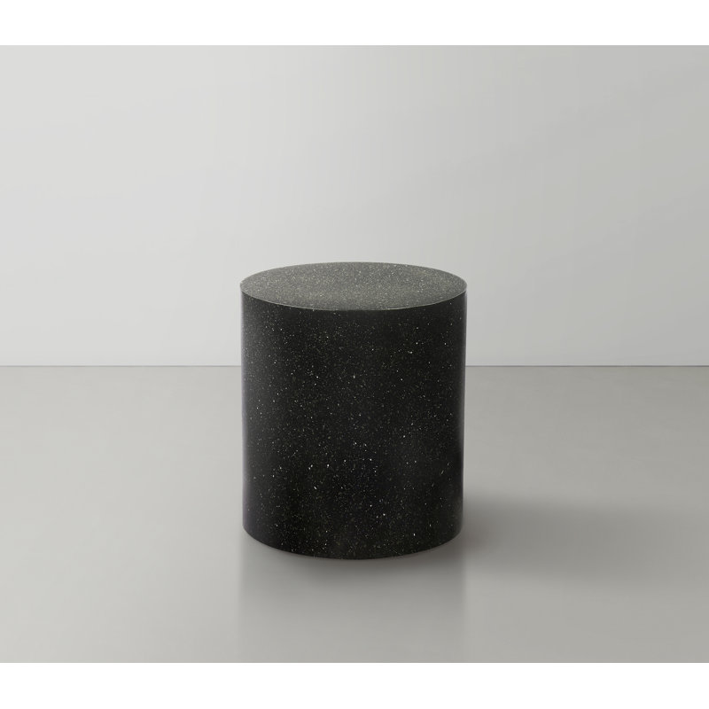 Terrazzo Iron Drum End Table, Black