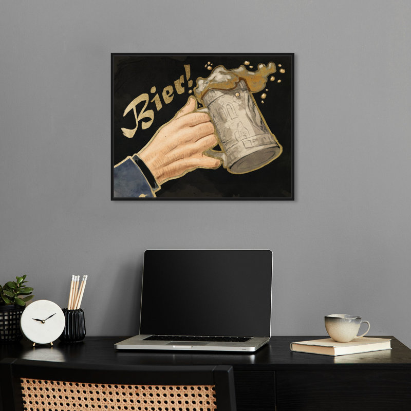 Impression de citations de motivation sur toile de bière allemande par Notoriart, Cadre noir, H 17 po x l 21 po