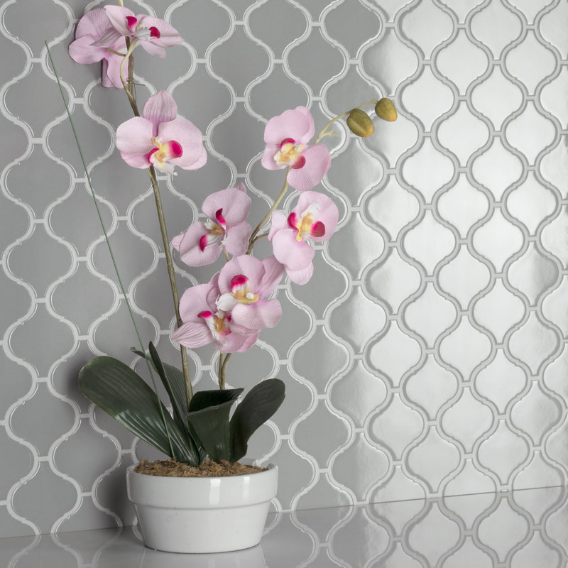 Metro Lantern 9-1/2 " x 10-3/4 " Porcelain Mosaic Floor and Wall Tile, Light Gray Glossy