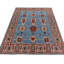 Tapis bleu et beige noué à la main de haute qualité