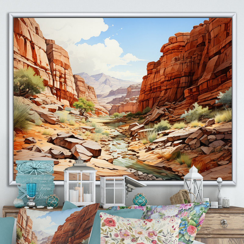 Canyon Symphony - Canyon, impression d'art mural, H 34 po x l 44 po x P 1,5 po, Cadre flottant blanc