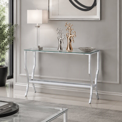 Glass Top Metal Console Table