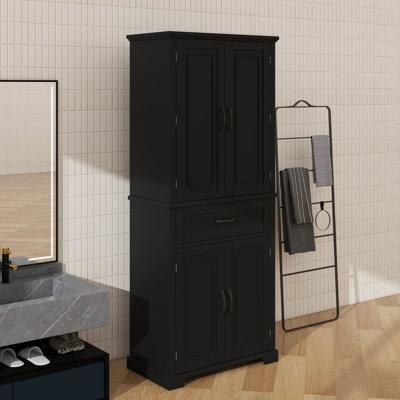 Armoire de rangement pour salle de bain avec portes et tiroir offrant un grand espace de rangement