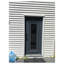 Porte d'entrée extérieure prémontée en acier Ballucio 6044 Gris Graphite, 2 fenêtres latérales et supérieures, inserts en acier inoxydable, style moderne, peinte, dimensions : L 14 + 36 + 14 x H 80 + 16, ouverture à droite vers l'intérieur-109403960-109403959