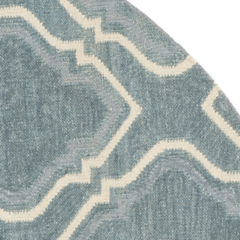 Emek Hand Woven Flat Weave Wool Geometric Rug, Round 6'
