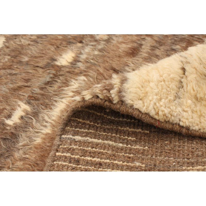 Tapis de la surface en laine marocain brune 6 pi 11 po x 9 pi 2 po one-of-kind main-noué la 2010 Sagatov