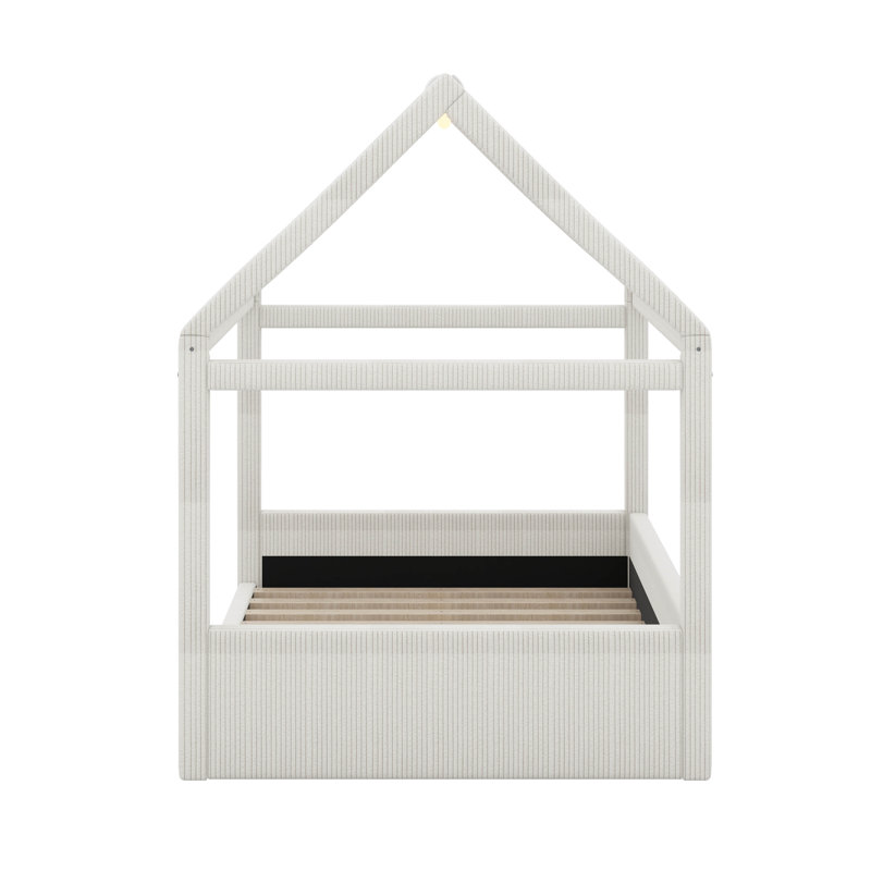 Lit de jour double rembourré avec bandes lumineuses DEL, Beige