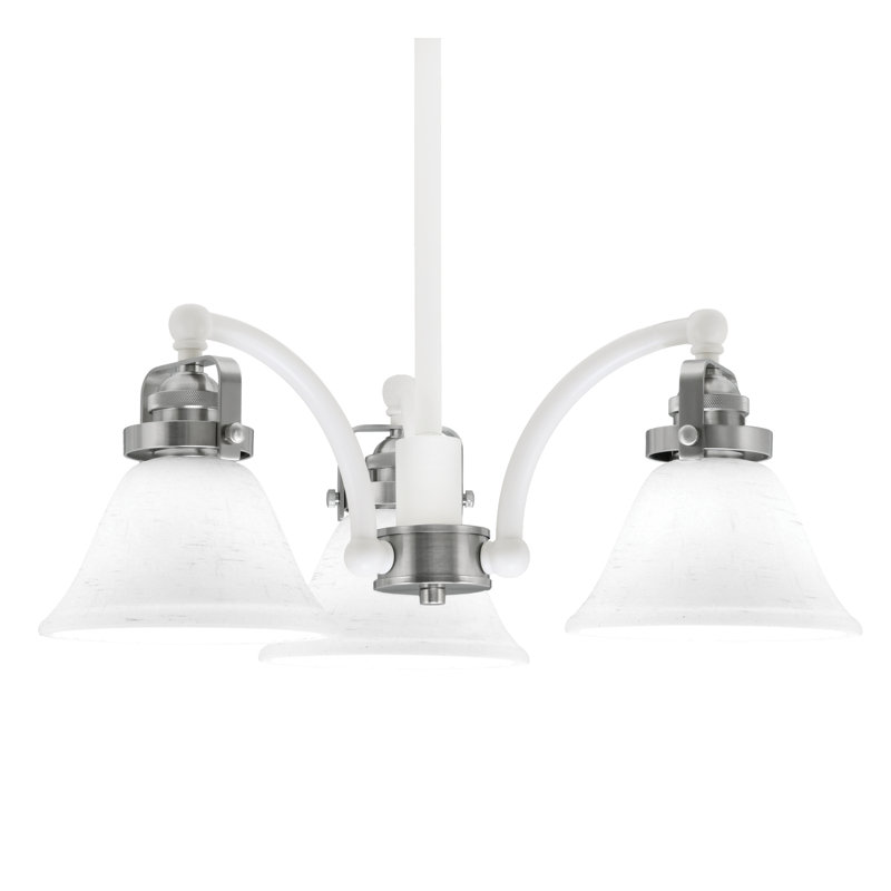 Easton 3 Light Downlight Chandelier With 7" Muslin Glass, Matte Black/Brushed Nickel