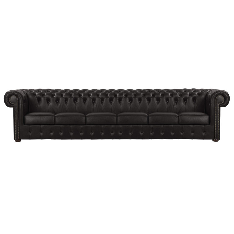 Tamico Genuine Leather Sofa, Black, 6