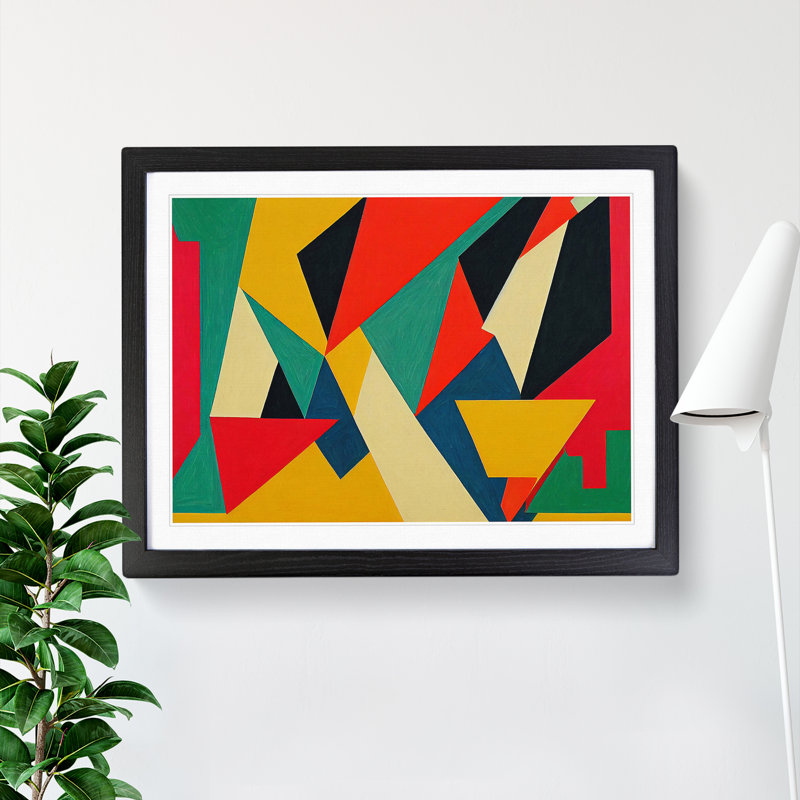 Shapes - Single Picture Frame Print, 46cm H x 64cm W, Black Framed