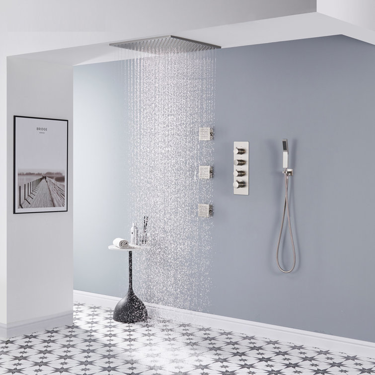 AquaRhapsody 3 Functions Thermostatic Shower System with 3 Body Jets and Rough-in Valve