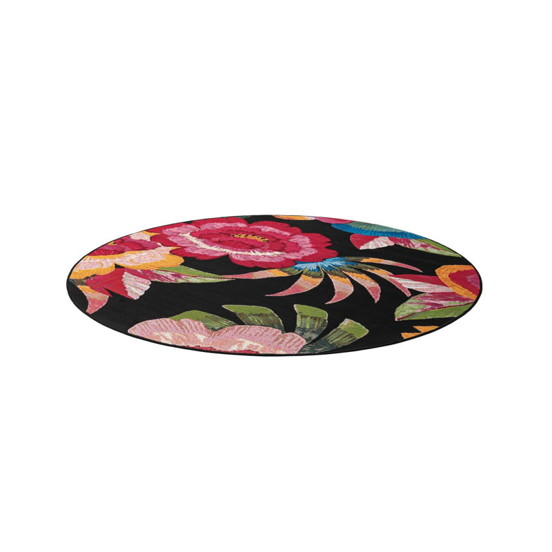  Floralis Outdoor Botanical Rug, Round 4'1"